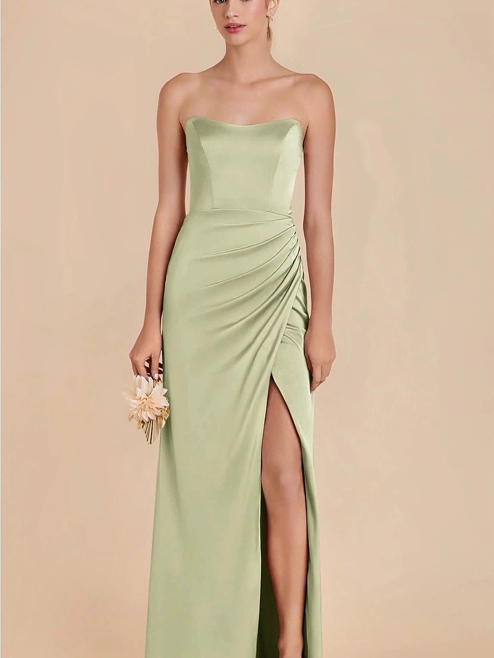 Birdy Grey matte satin pistachio dress.